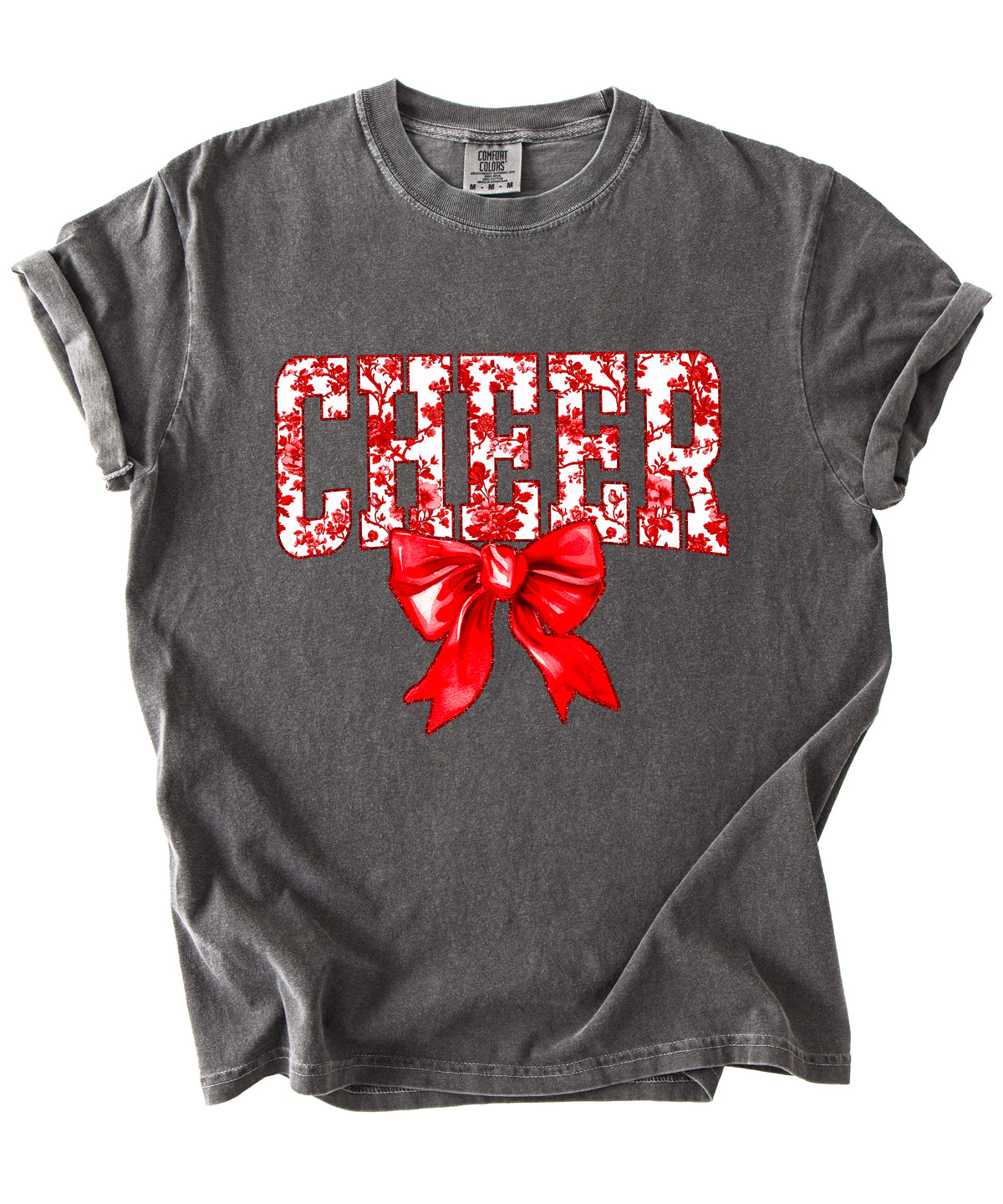 Cheer red floral bow shirt in Pepper, lifestyle view
