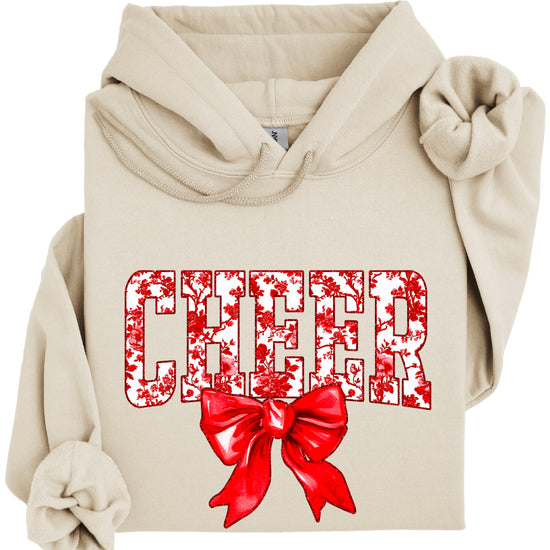 Cheer red floral bow hoodie for women and teen girls, Sand hoodie, additional view 4