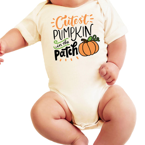 Cutest Pumpkin in the Patch Natural bodysuit front view
