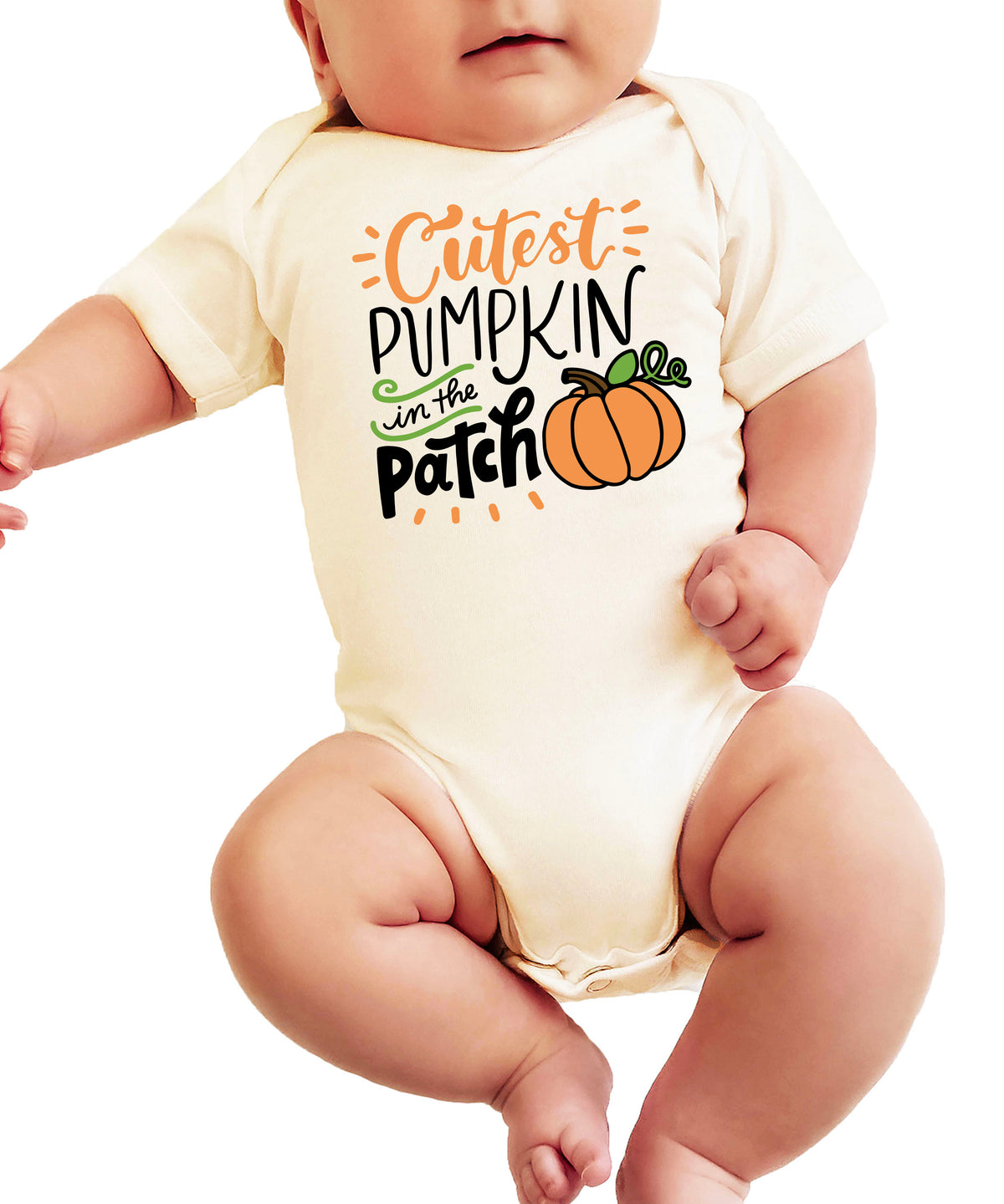 Cutest Pumpkin in the Patch Natural bodysuit front view
