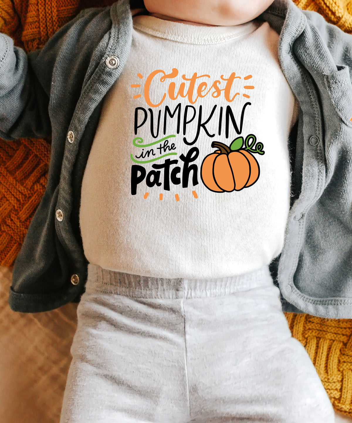 Cutest Pumpkin in the Patch Natural bodysuit styled view