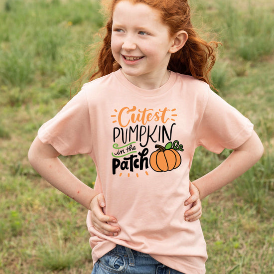Cutest Pumpkin in the Patch Peach shirt styled view