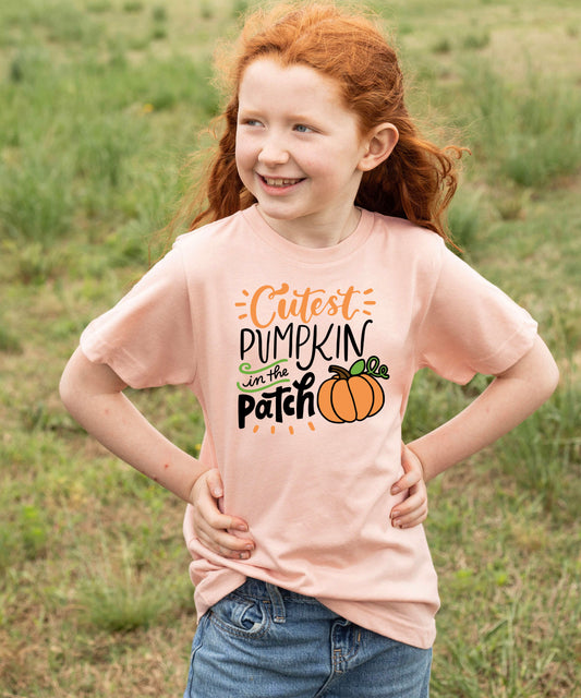Cutest Pumpkin in the Patch Peach shirt styled view