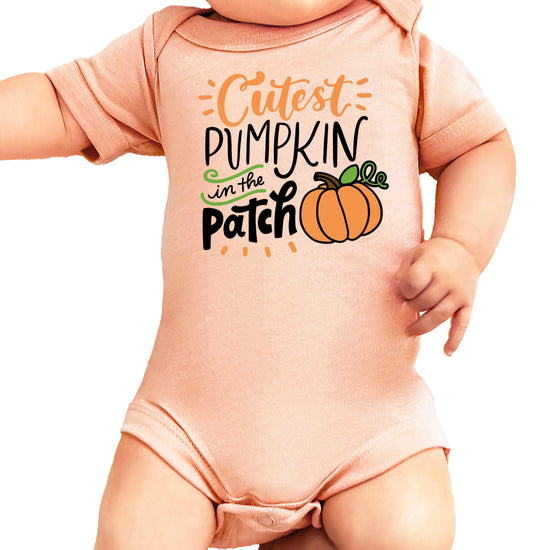 Cutest Pumpkin in the Patch Peach bodysuit front view