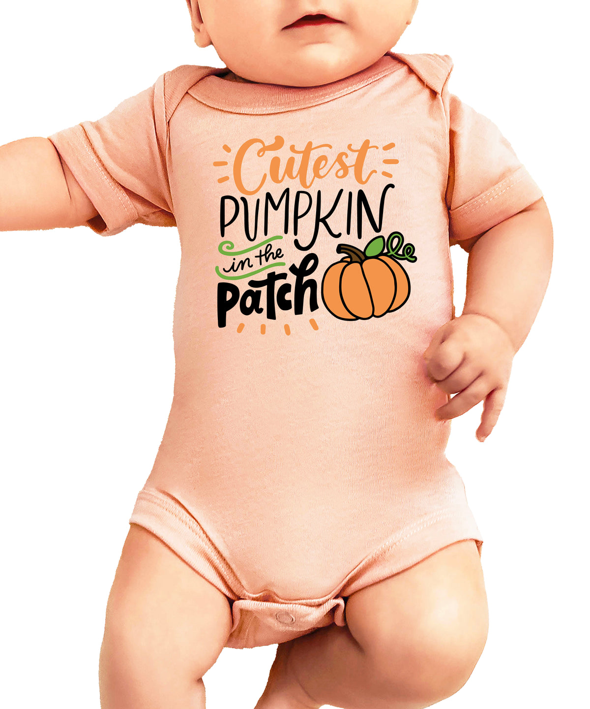 Cutest Pumpkin in the Patch Peach bodysuit front view