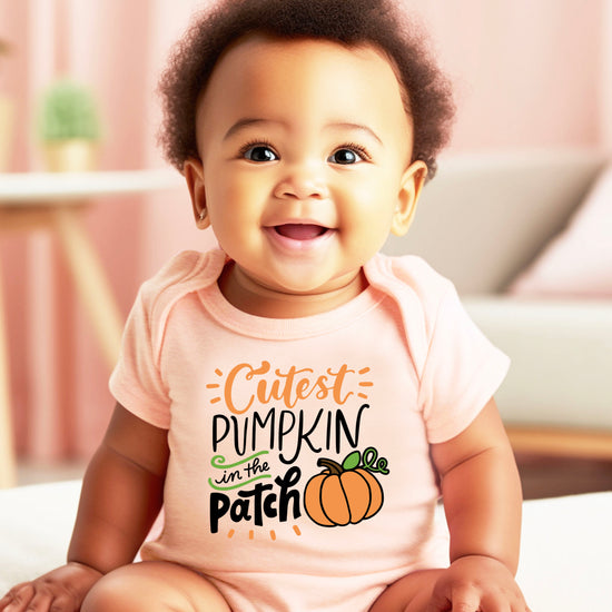 Cutest Pumpkin in the Patch Peach bodysuit styled view