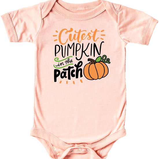 Cutest Pumpkin in the Patch Peach bodysuit lifestyle view