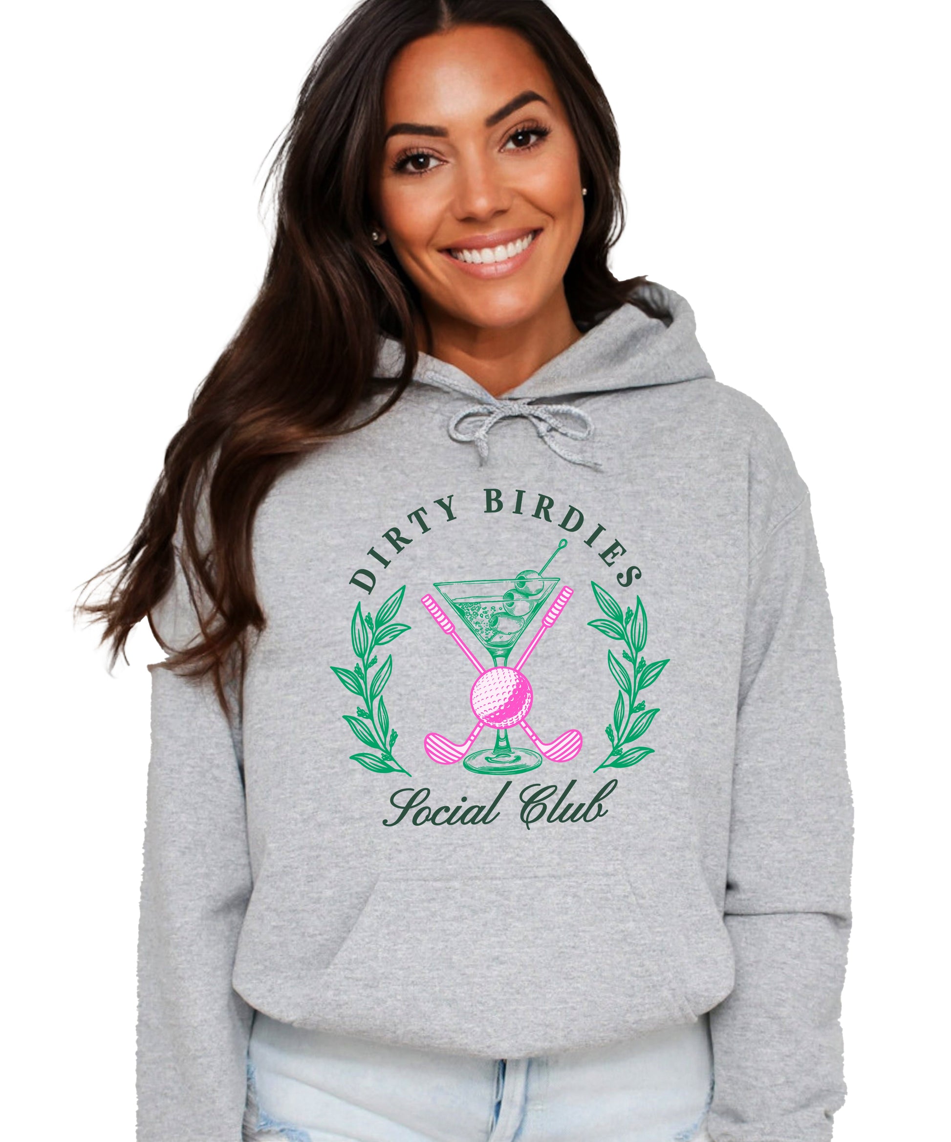Dirty Birdies Social Club hoodie in Gray, front view