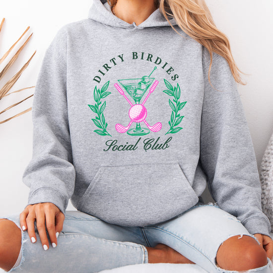 Dirty Birdies Social Club hoodie in Gray, detail view