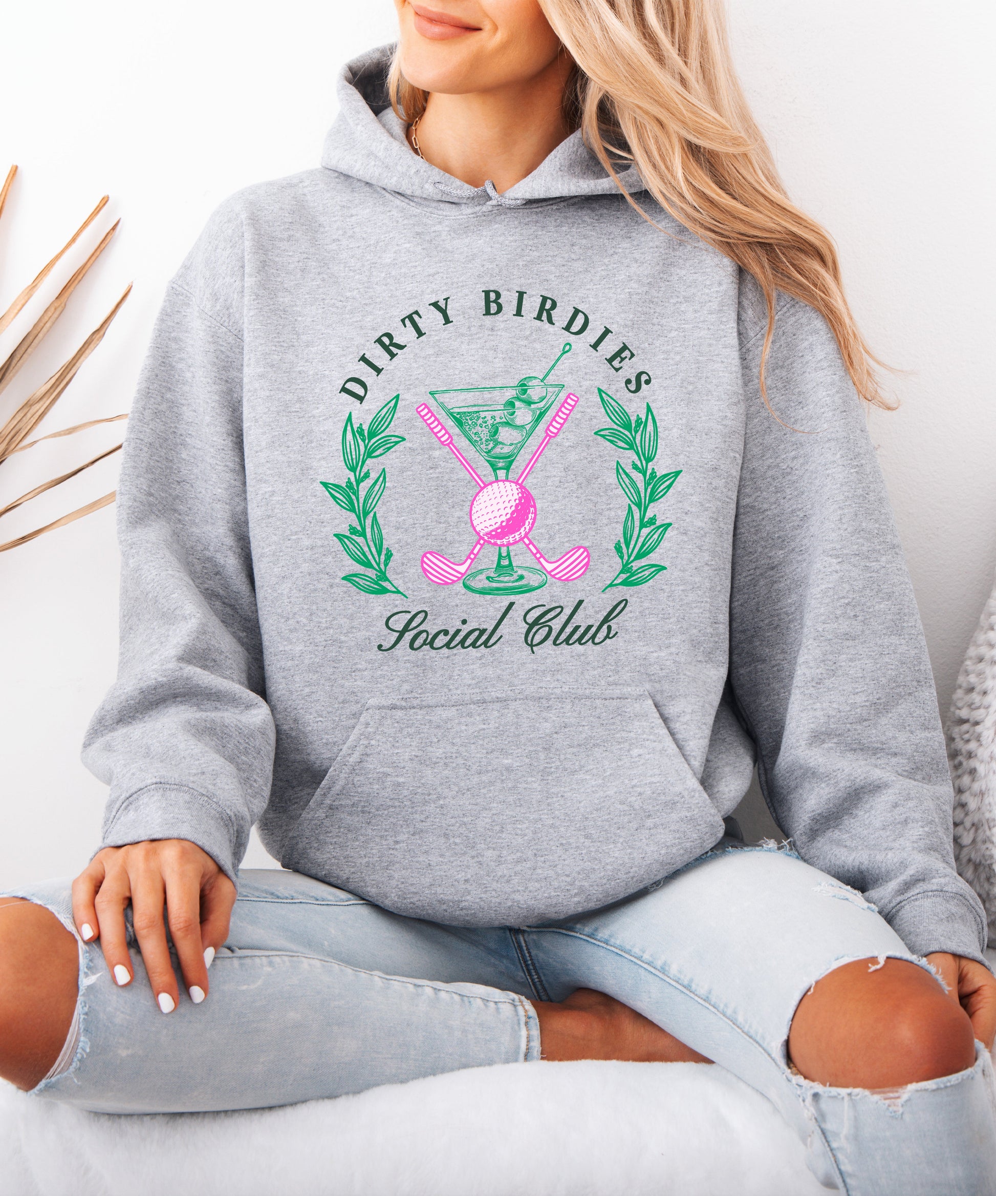 Dirty Birdies Social Club hoodie in Gray, detail view