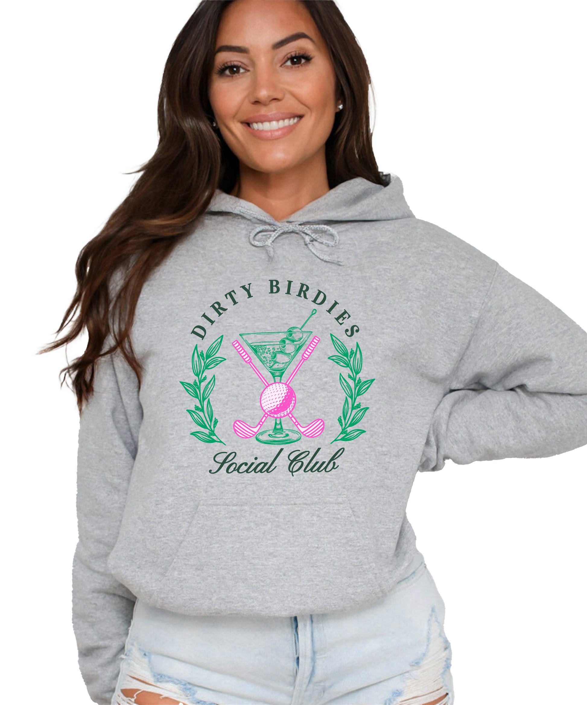 Dirty Birdies Social Club hoodie in Gray, back view