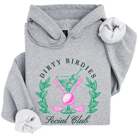 Dirty Birdies Social Club hoodie in Gray, styled view