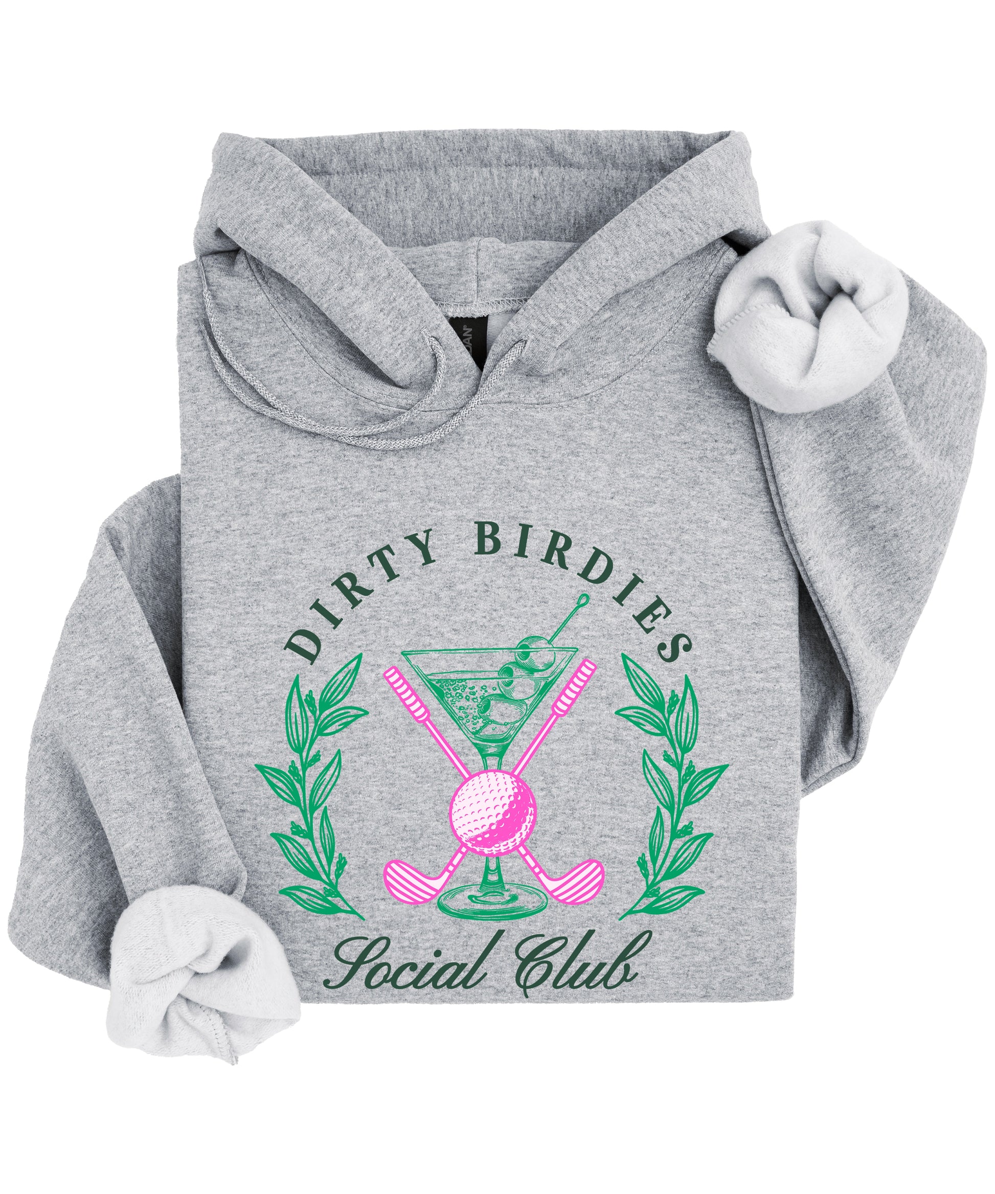 Dirty Birdies Social Club hoodie in Gray, styled view