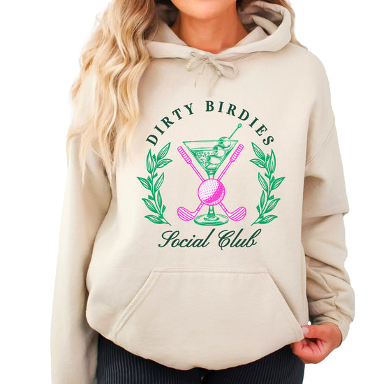 Dirty Birdies Social Club hoodie in Sand, front view