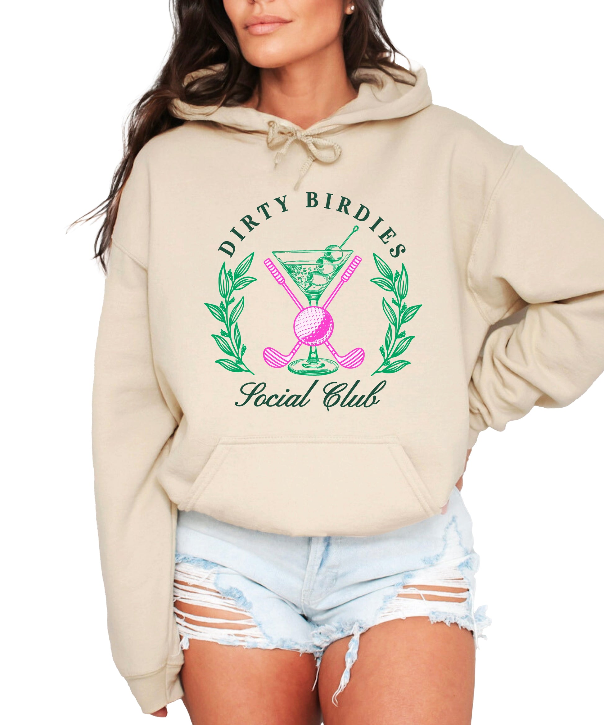 Dirty Birdies Social Club hoodie in Sand, detail view