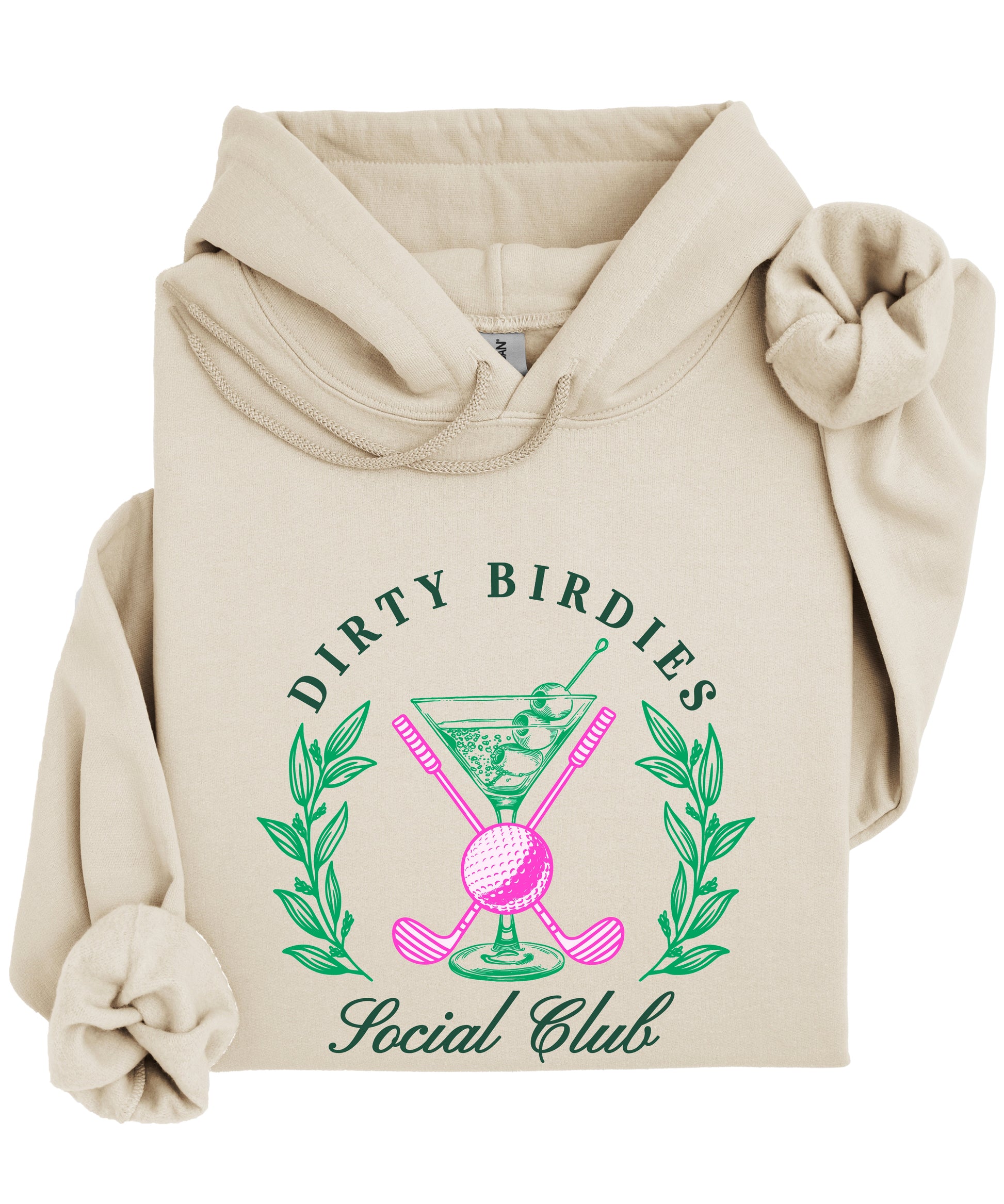 Dirty Birdies Social Club hoodie in Sand, lifestyle view