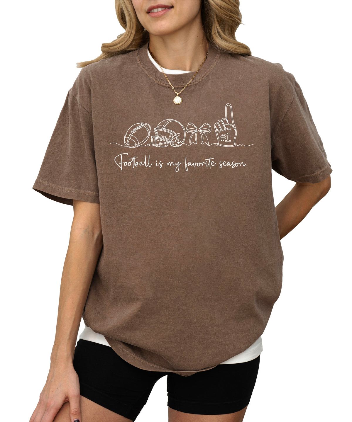 Football is My Favorite Season game day coquette bow Comfort Colors tee, Espresso Shirt, view 2