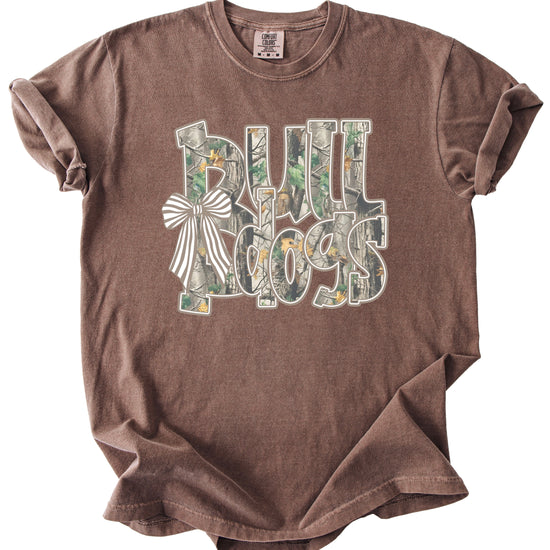 Bulldogs Camo Coquette Bow Comfort Colors tee in Espresso - view 2