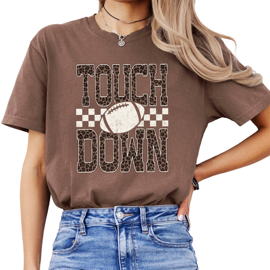 Leopard Print Touchdown Comfort Colors tee in Espresso - view 2