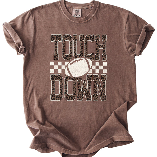 Leopard Print Touchdown Comfort Colors tee in Espresso - view 3