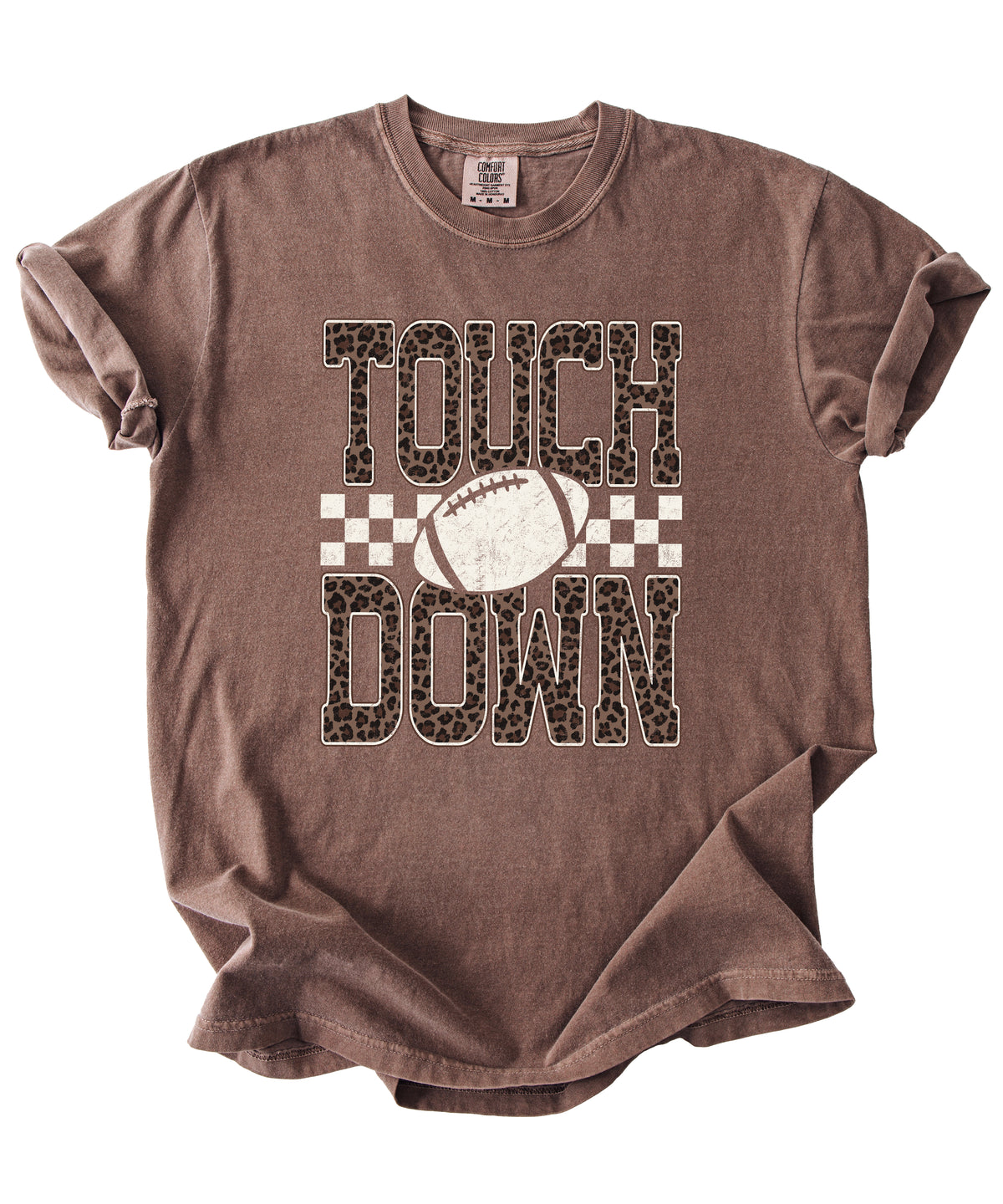 Leopard Print Touchdown Comfort Colors tee in Espresso - view 3