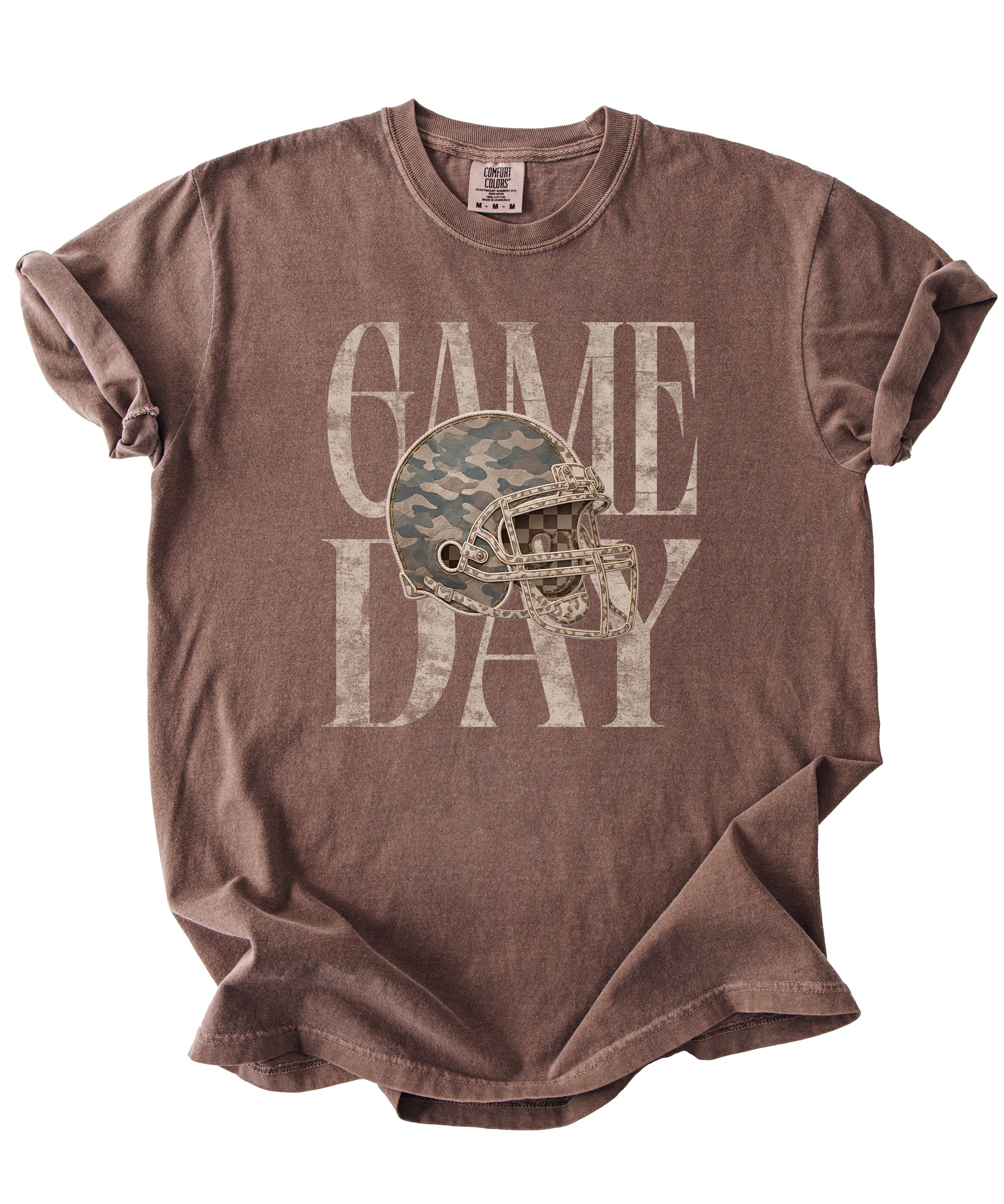 Espresso Shirt Game Day Camo Football Helmet Comfort Colors tee view 3 - Olive Loves Apple