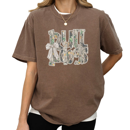 Bulldogs Camo Coquette Bow Comfort Colors tee in Espresso - view 3
