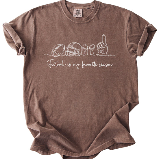 Football is My Favorite Season game day coquette bow Comfort Colors tee, Espresso Shirt, view 4