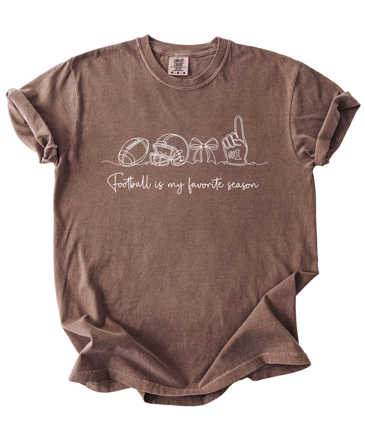 Football is My Favorite Season game day coquette bow Comfort Colors tee, Espresso Shirt, view 4
