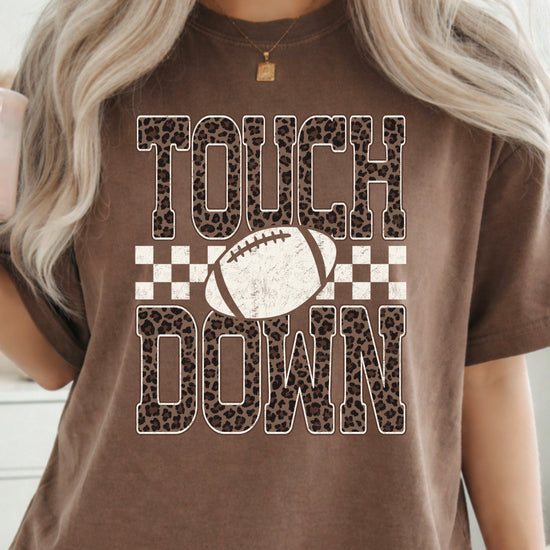 Leopard Print Touchdown Comfort Colors tee in Espresso - view 4