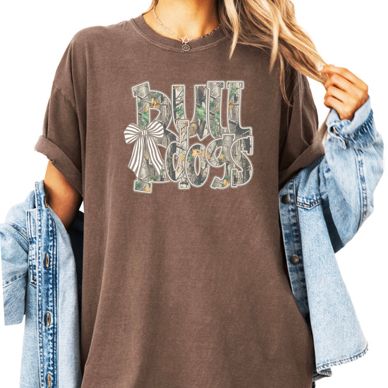 Bulldogs Camo Coquette Bow Comfort Colors tee in Espresso - view 4