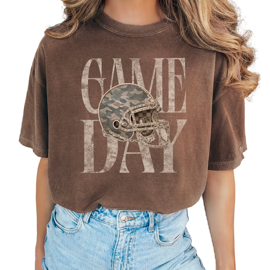 Espresso Shirt Game Day Camo Football Helmet Comfort Colors tee view 4 - Olive Loves Apple