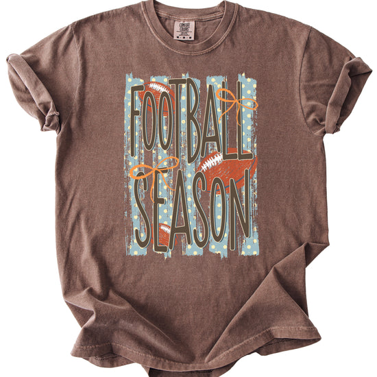 Football Season coquette bow Comfort Colors tee in Espresso - view 4