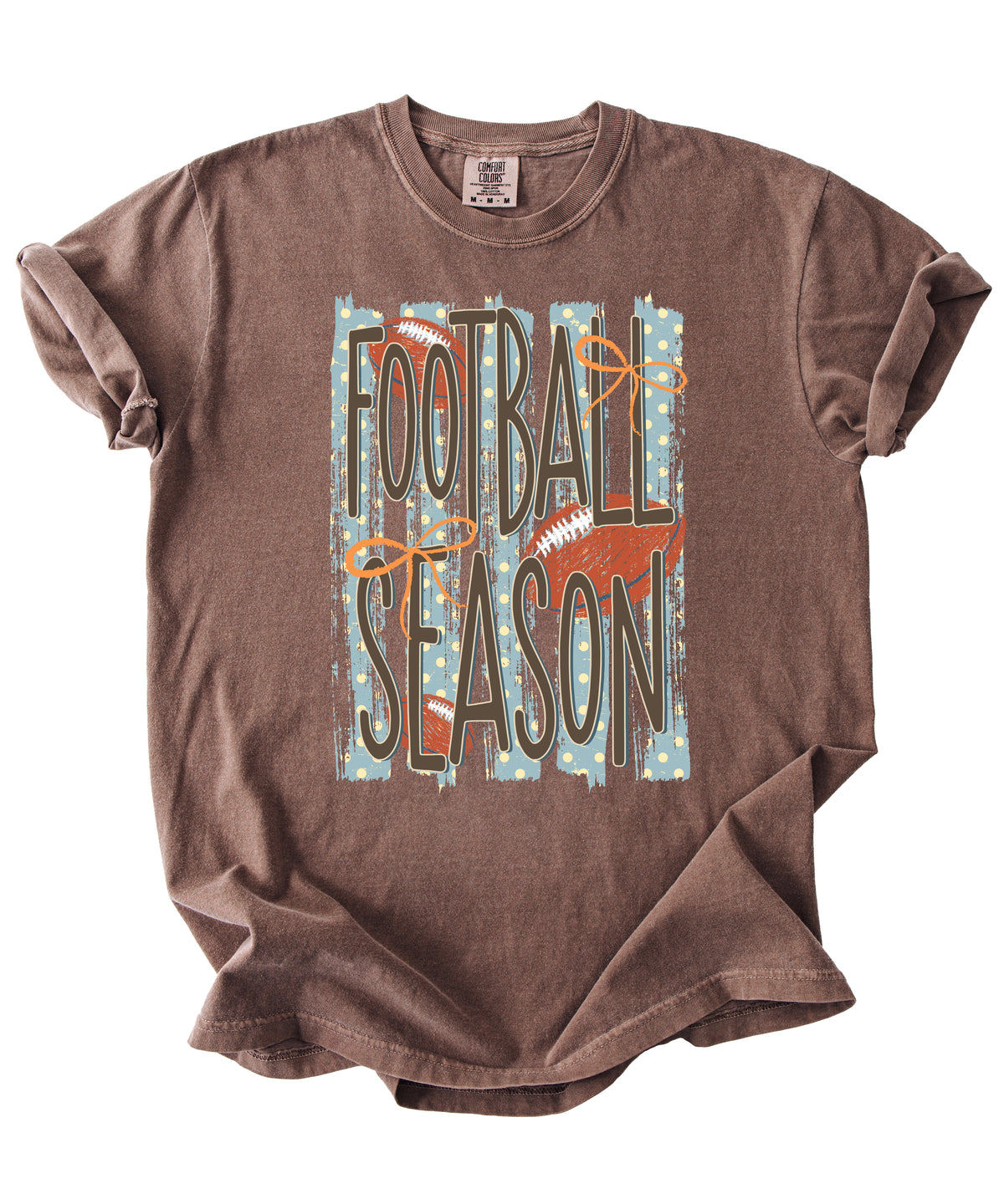 Football Season coquette bow Comfort Colors tee in Espresso - view 4