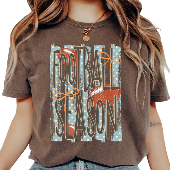 Football Season coquette bow Comfort Colors tee in Espresso - view 5