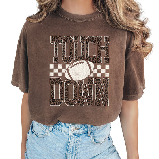 Leopard Print Touchdown Comfort Colors tee in Espresso - view 5