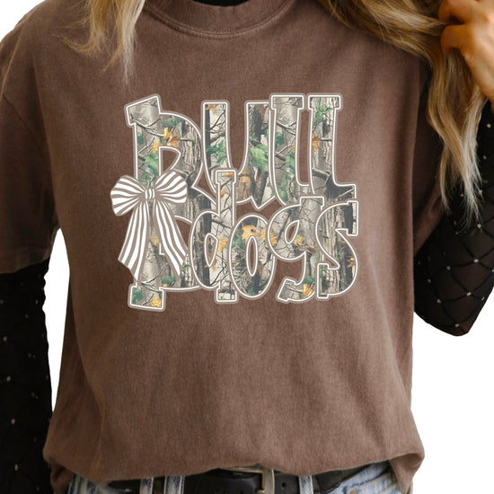 Bulldogs Camo Coquette Bow Comfort Colors tee in Espresso - view 6