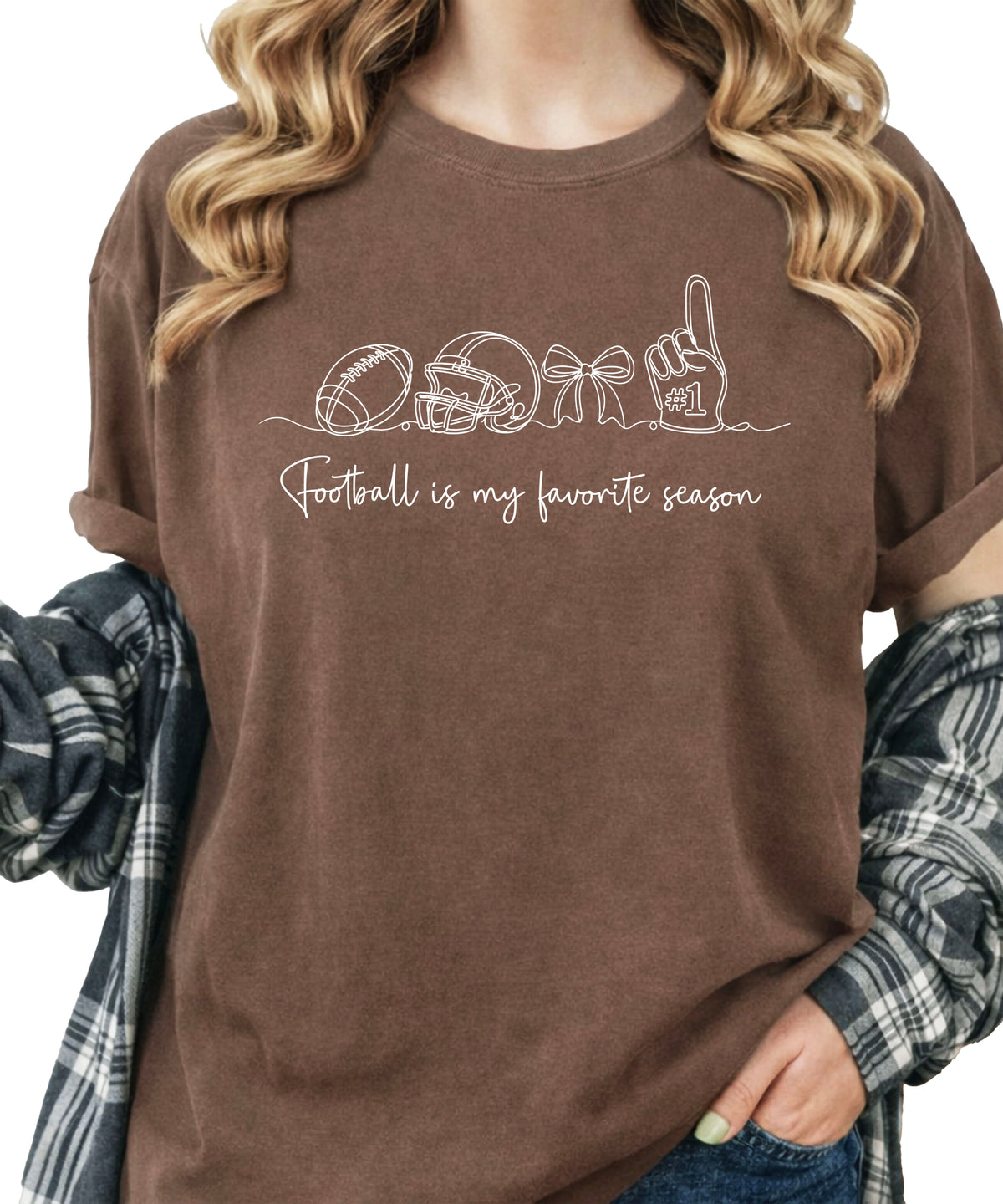 Football is My Favorite Season game day coquette bow Comfort Colors tee, Espresso Shirt, view 6