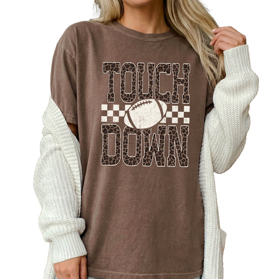 Leopard Print Touchdown Comfort Colors tee in Espresso - view 6