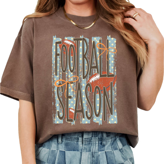 Football Season coquette bow Comfort Colors tee in Espresso - view 6