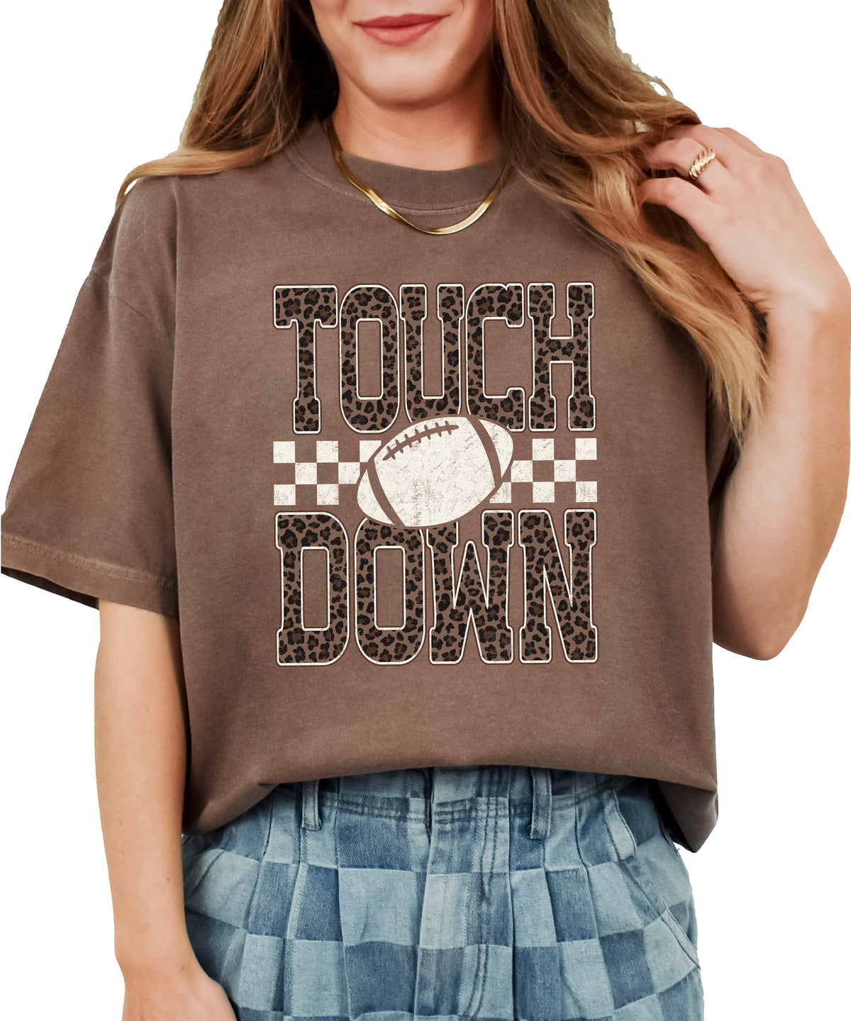 Leopard Print Touchdown Comfort Colors tee in Espresso - view 7