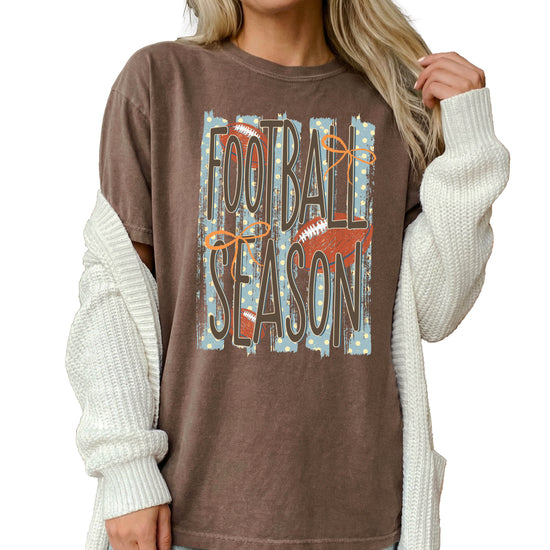 Football Season coquette bow Comfort Colors tee in Espresso - view 7