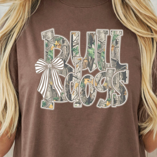 Bulldogs Camo Coquette Bow Comfort Colors tee in Espresso - view 7