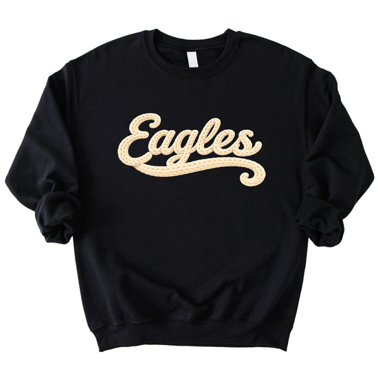 Eagles school spirit sweatshirt ink-printed yarn look in Black, view 3
