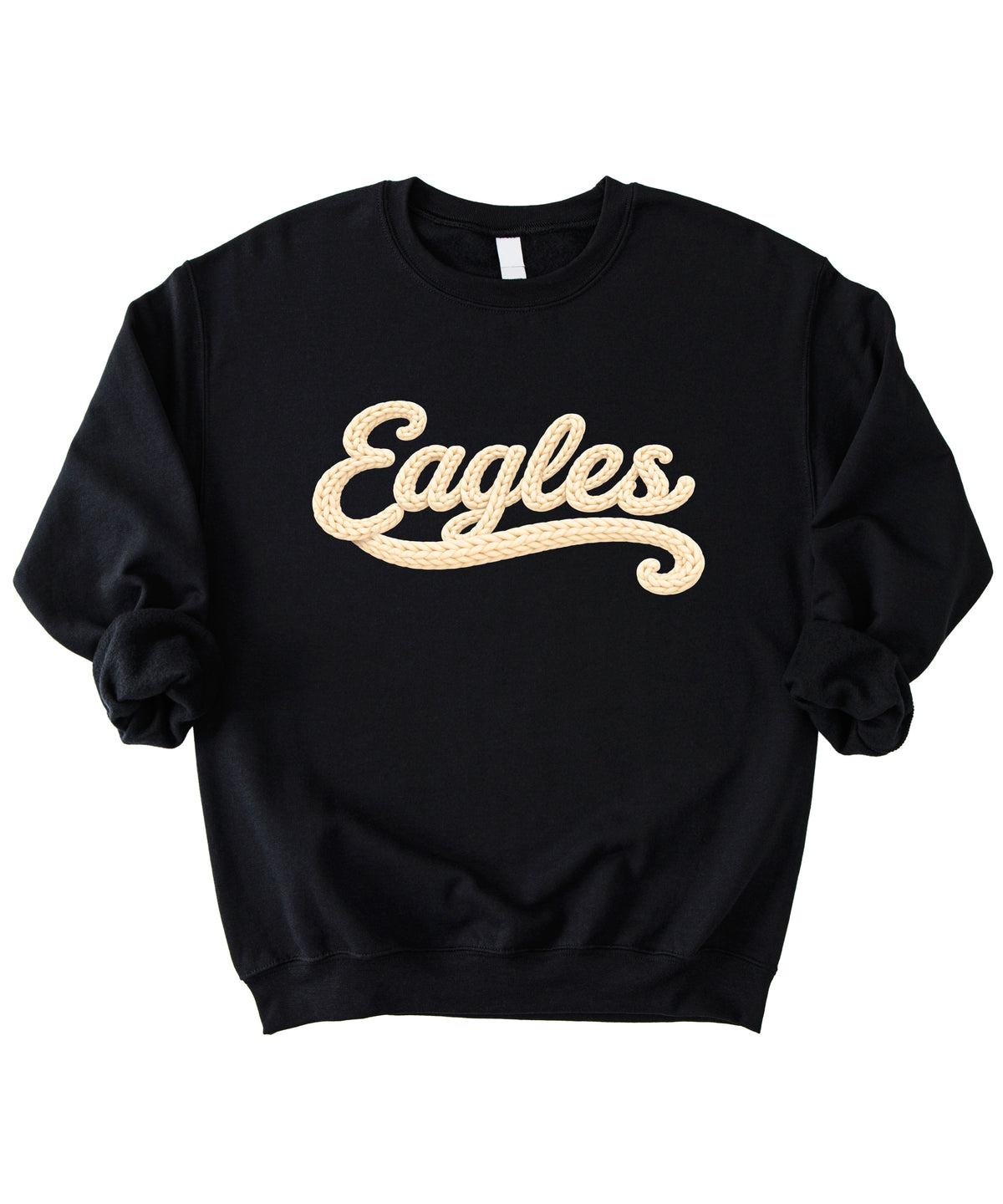 Eagles school spirit sweatshirt ink-printed yarn look in Black, view 3