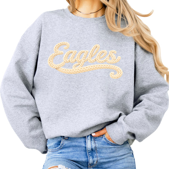 Eagles school spirit sweatshirt ink-printed yarn look in Gray, view 1