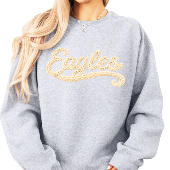 Eagles school spirit sweatshirt ink-printed yarn look in Gray, view 2