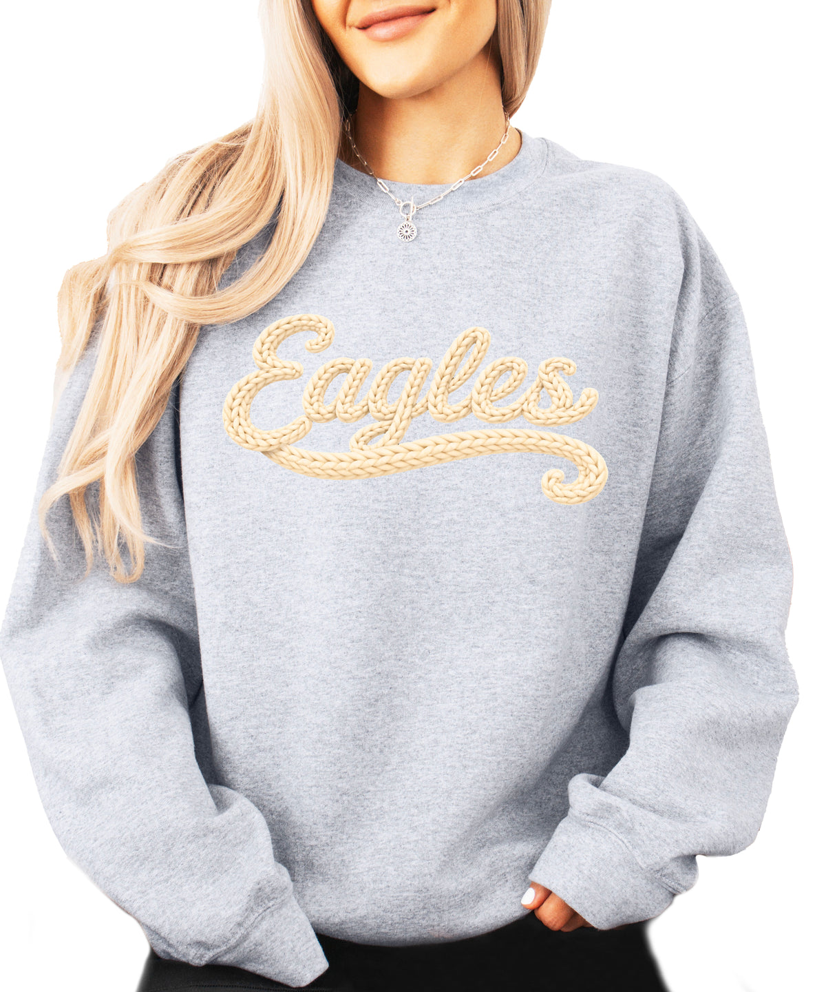 Eagles school spirit sweatshirt ink-printed yarn look in Gray, view 2