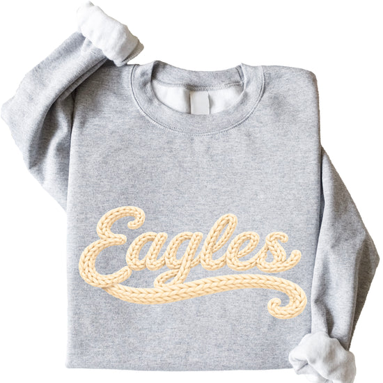 Eagles school spirit sweatshirt ink-printed yarn look in Gray, view 3