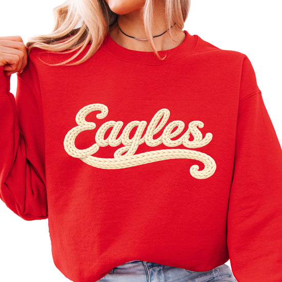 Eagles school spirit sweatshirt ink-printed yarn look in Red, view 1
